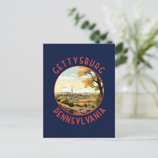 Pennsylvania Retro Distressed Circle Postkarte (Stehend Vorderseite)