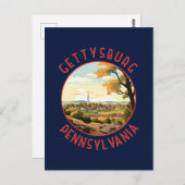Pennsylvania Retro Distressed Circle Postkarte (Vorne/Hinten)