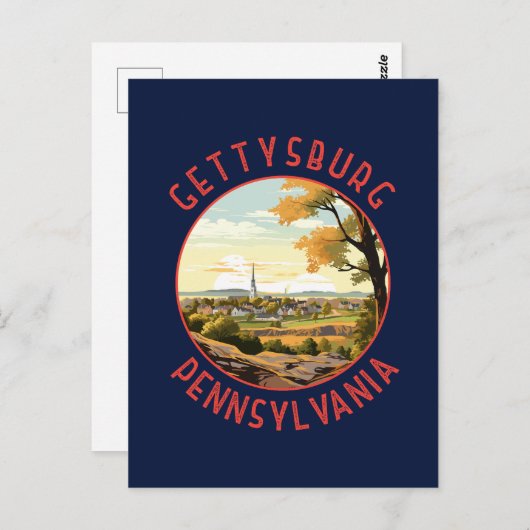 Pennsylvania Retro Distressed Circle Postkarte (Vorne/Hinten)