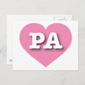 Pennsylvania - Rosa Herz - I Liebe PA Postkarte (Vorne/Hinten)