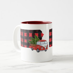Pennsylvania-Roter-Pickup-Truck-Weihnachten-Vintag Zweifarbige Tasse