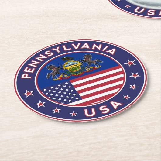 Pennsylvania Runder Pappuntersetzer (Angewinkelt)