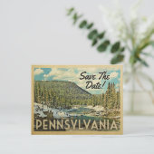 Pennsylvania Save the Date Mountain River Snow Ankündigungspostkarte (Stehend Vorderseite)