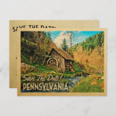 Pennsylvania Save the Date Rustikale Kabinenmeile Ankündigungspostkarte (Vorne/Hinten)