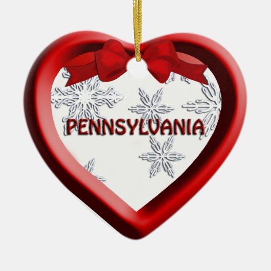 Pennsylvania Schneeflocken Herzstück Weihnachtssch Keramikornament (Vorne)