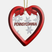 Pennsylvania Schneeflocken Herzstück Weihnachtssch Keramikornament (Links)