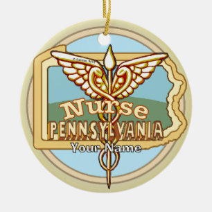 Pennsylvania-Schwestern-Caduceus Keramik Ornament