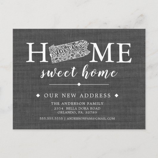 Pennsylvania Staat-Ankündigung Postkarte (Vorderseite)