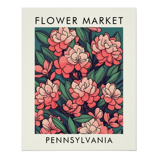 Pennsylvania Staat Berg Laurel Blume Markt Poster (Vorderseite)