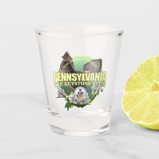 Pennsylvania Staat Bird & Blume Schnapsglas (Vorderseite)