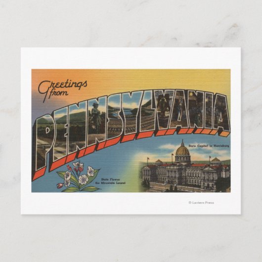 Pennsylvania (Staat Hauptstadt/Blume) Postkarte (Vorderseite)