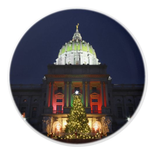 Pennsylvania Staat Hauptstadt Weihnachtsbaumleucht Keramikknauf (Vorderseite)
