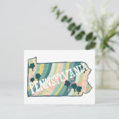 Pennsylvania Staat Karte Illustriert kühl farbig (Stehend Vorderseite)