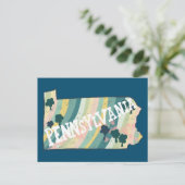 Pennsylvania Staat Karte Illustriert kühl farbig (Stehend Vorderseite)
