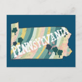 Pennsylvania Staat Karte Illustriert kühl farbig (Vorderseite)