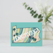 Pennsylvania Staat Karte Illustriert kühl farbig (Stehend Vorderseite)