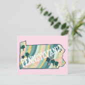 Pennsylvania Staat Karte Illustriert kühl farbig (Stehend Vorderseite)