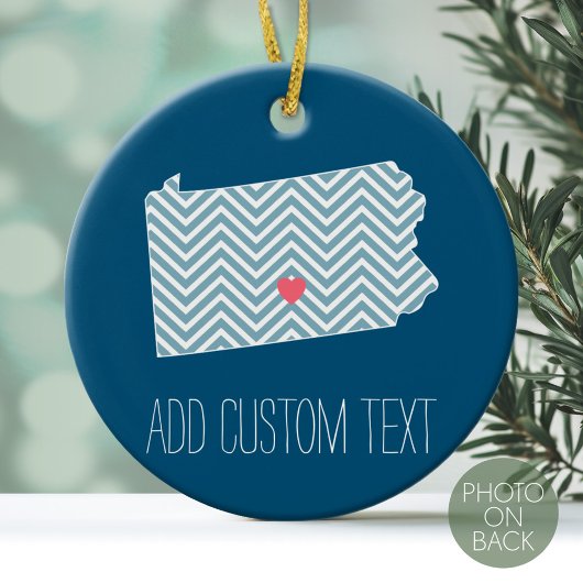 Pennsylvania Staat Map mit benutzerdefiniertem Her Keramikornament