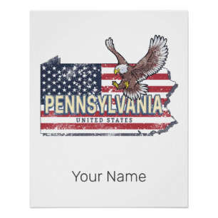 Pennsylvania Staat Map United Staaten Vintag USA Poster