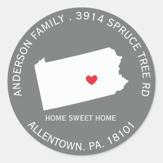 PENNSYLVANIA-Staat | Neue Adressenaufkleber Runder Aufkleber (Vorderseite)