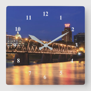 Pennsylvania Staat Walnut Street Bridge Quadratische Wanduhr
