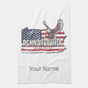 Pennsylvania Staatskarte Vereinigte Staaten Vintag Geschirrtuch