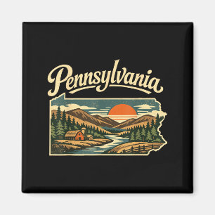 Pennsylvania State Mountain Sunset River Hütte Magnet