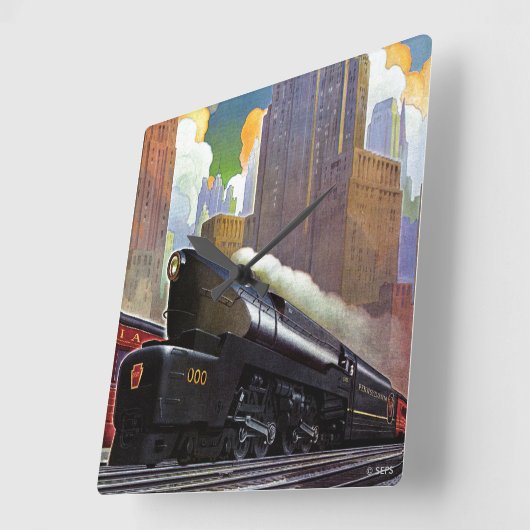 Pennsylvania Train von unbekannt Quadratische Wanduhr (Winkel)