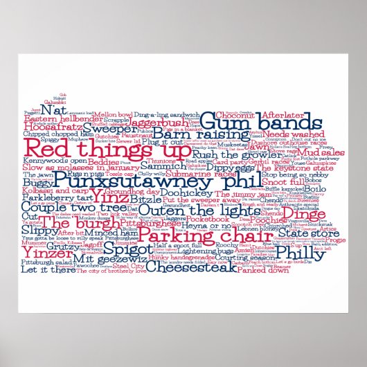Pennsylvania USA Slang Word Art Map Poster (Vorne)