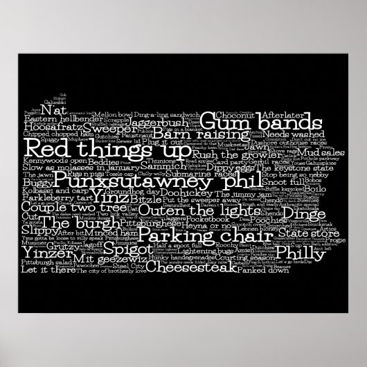 Pennsylvania USA Slang Word Art Map Poster (Vorne)