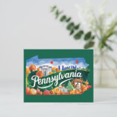 Pennsylvania USA State Shaped Vintage Postkarte (Stehend Vorderseite)