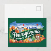 Pennsylvania USA State Shaped Vintage Postkarte (Vorne/Hinten)