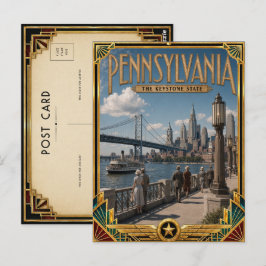Pennsylvania Vintage Art Deco Golden Age Postkarte