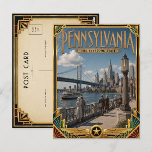 Pennsylvania Vintage Art Deco Golden Age Postkarte