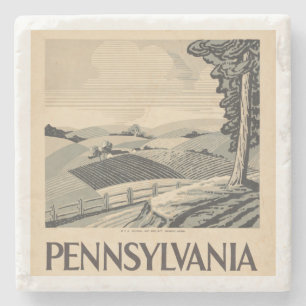 Pennsylvania - Vintages WPA-Poster - Farm und Feld Steinuntersetzer