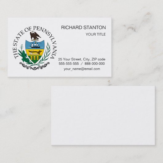 Pennsylvania Visitenkarte (Vorne/Hinten)
