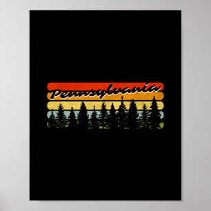 Pennsylvania-Wald-Sonnenuntergang-Bäume-Hütten-The Poster