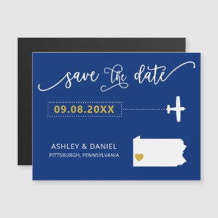 Pennsylvania Wedding Save the Date Card, Map Magneteinladung