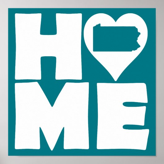 Pennsylvania Zuhause Heart Staaten Poster Sign (Vorne)