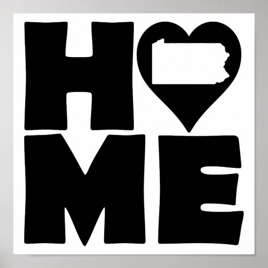 Pennsylvania Zuhause Heart Staaten Poster Sign (Vorne)