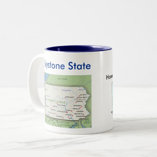 Pennsylvaniasymbole u. -karte zweifarbige tasse (Vorderseite Links)