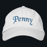Penny bestickte Baseballkappe / Hat Blue<br><div class="desc">Penny Personalisiert Customizable bestickte Baseball Cap / Baseball Hat in blau,  von 369MyName.</div>