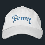 Penny bestickte Baseballkappe / Hat Blue<br><div class="desc">Penny Personalisiert Customizable bestickte Baseball Cap / Baseball Hat in blau,  von 369MyName.</div>