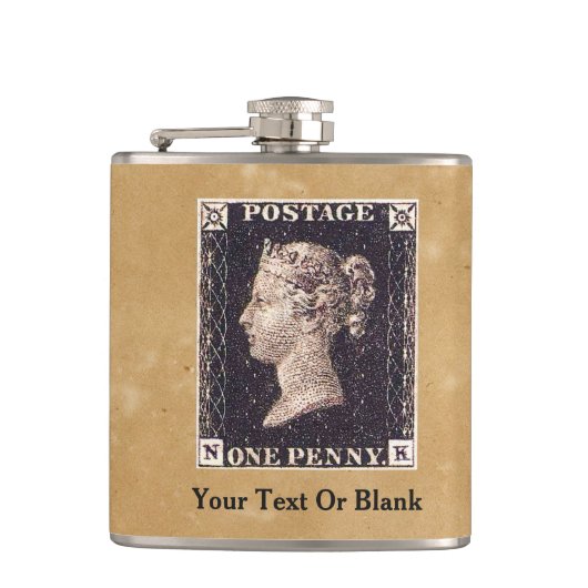Penny Black Briefmarke Flachmann (Vorderseite)