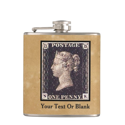 Penny Black Briefmarke Flachmann (Vorderseite)