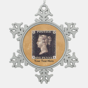 Penny Black Briefmarke Schneeflocken Zinn-Ornament