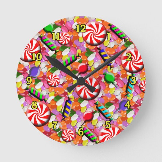 Penny Candy Wall Clock Runde Wanduhr (Vorderseite)