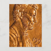Penny Cents Copper Lincoln Postkarte (Vorderseite)