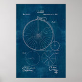 Penny Farthing Bicycle Blueprint Poster (Vorne)