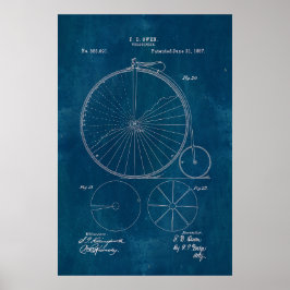 Penny Farthing Bicycle Blueprint Poster